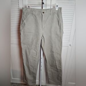 Carhartt Pants Mens 36x32 Khaki Loose Original Fit Canvas Work Cotton